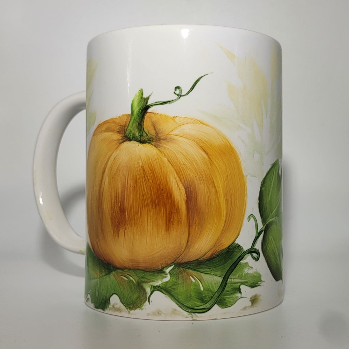 Pumpkin Cug Hand Painted Porcelain with