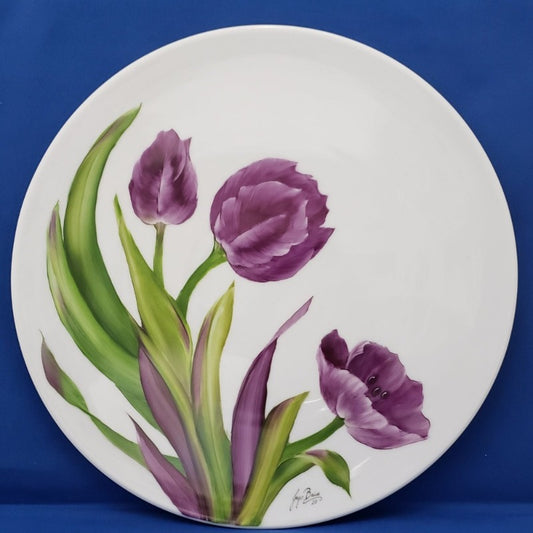 Plate with Purple Tulips 12 inches