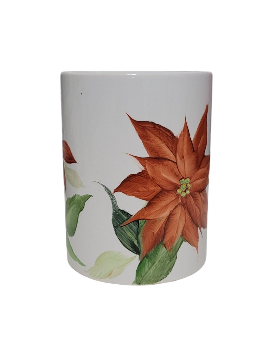 Christmas Cup Hand Painted with Poinsettias