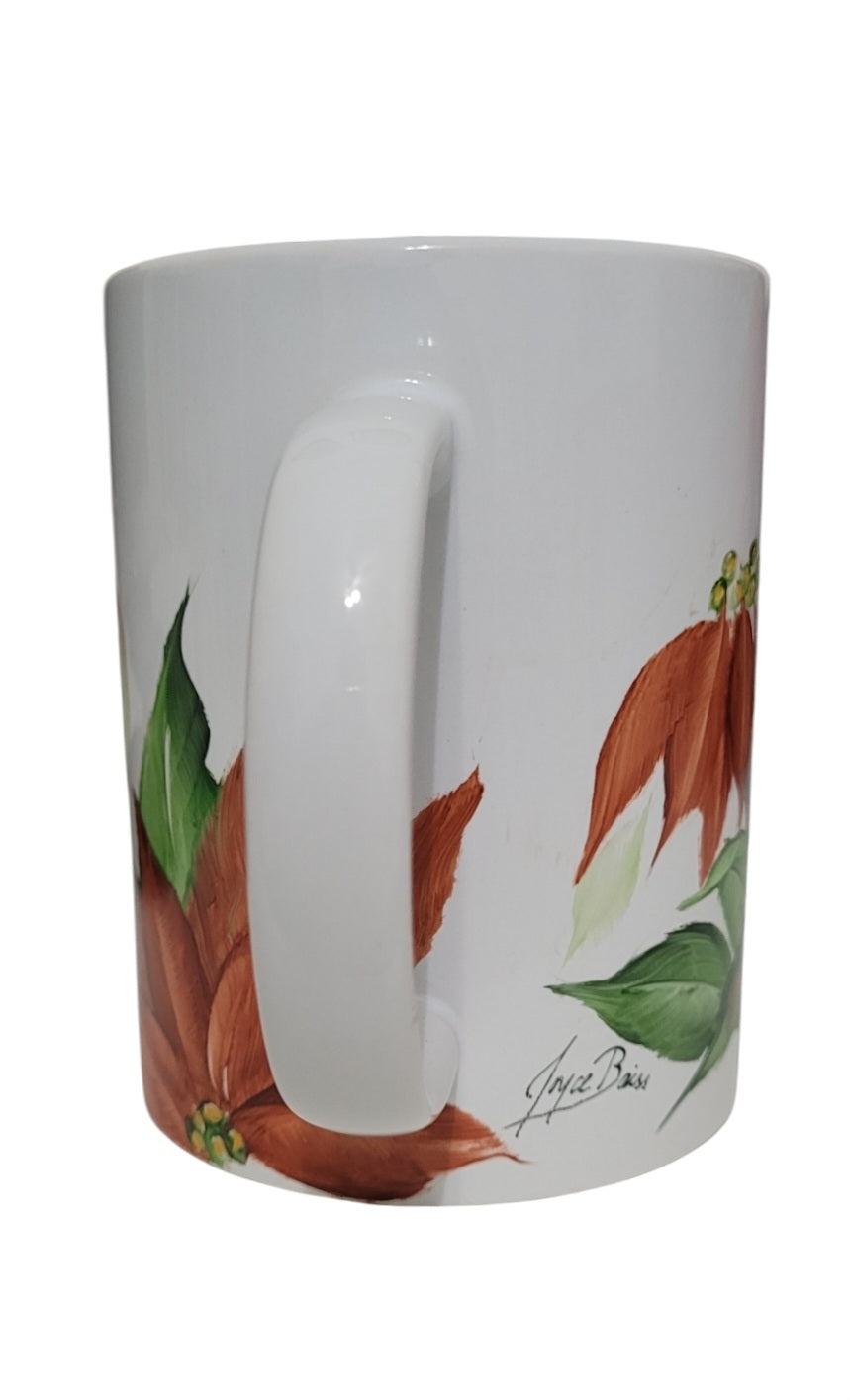Christmas Cup Hand Painted with Poinsettias