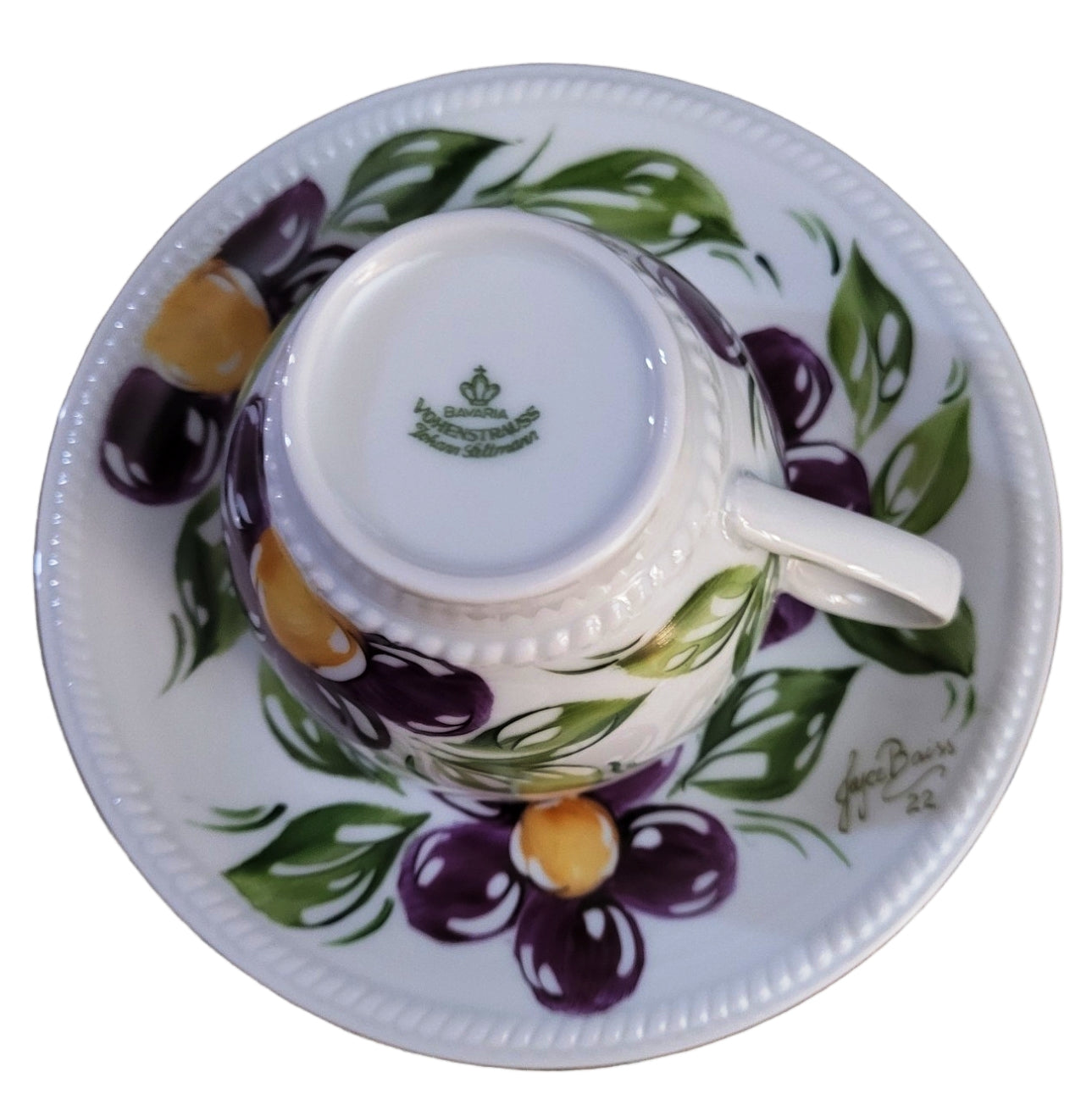 Cup and Sacucers Purple Flower Tea Cup set