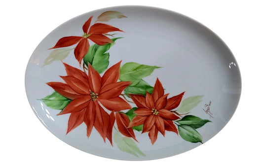 Oval Poinsettia plate