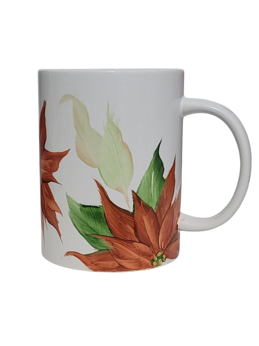 Christmas Cup Hand Painted with Poinsettias